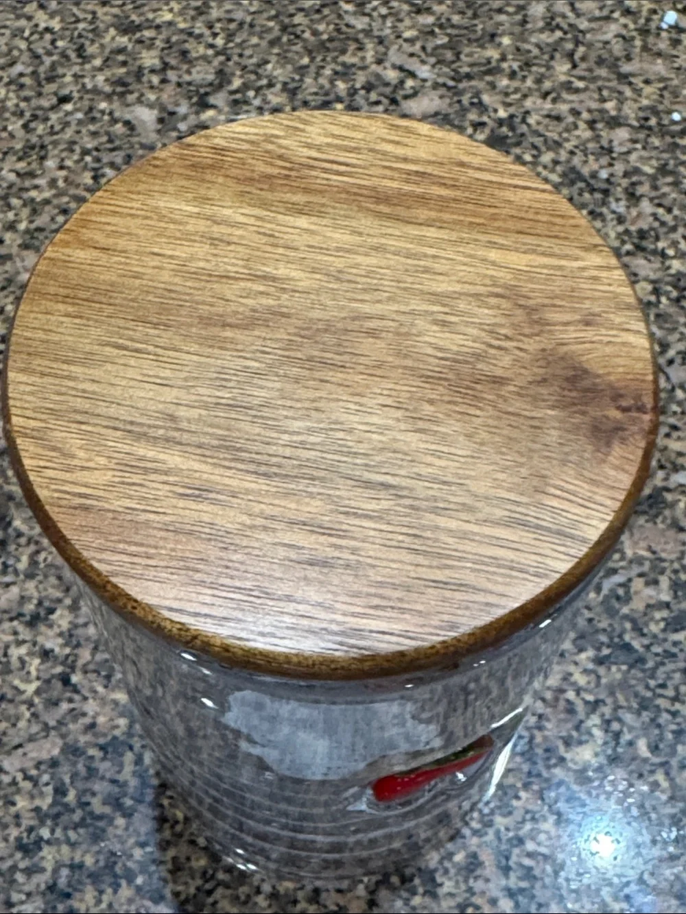 2 Cherry Canister Set & Wooden Lids with Glass